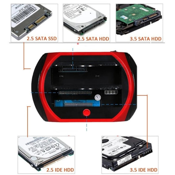 575D USB Hard Disk Holder Laptop Mobile Hard Disk Box 2.5 / 3.5inch SATA IDE HDD Base, Plug:UK Plug