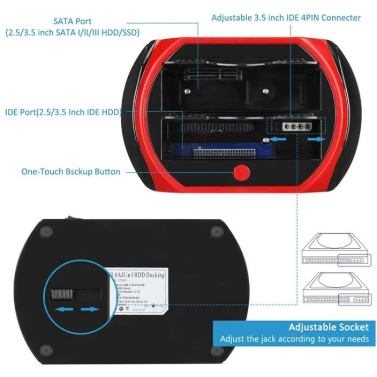 575D USB Hard Disk Holder Laptop Mobile Hard Disk Box 2.5 / 3.5inch SATA IDE HDD Base, Plug:UK Plug