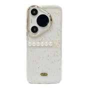 For Huawei Pura 70 Gold Foil Pearl Bow TPU Phone Case(Gold Foil Pearl)