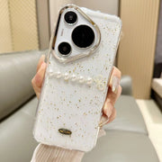 For Huawei Pura 70 Gold Foil Pearl Bow TPU Phone Case(Gold Foil Pearl)