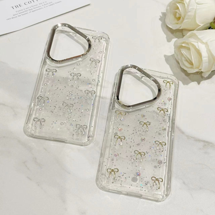 For Huawei Pura 70 Small Fresh Bow TPU Phone Case(Silver Bow)