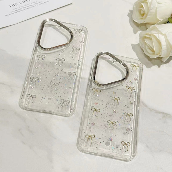 For Huawei Pura 70 Small Fresh Bow TPU Phone Case(Silver Bow)