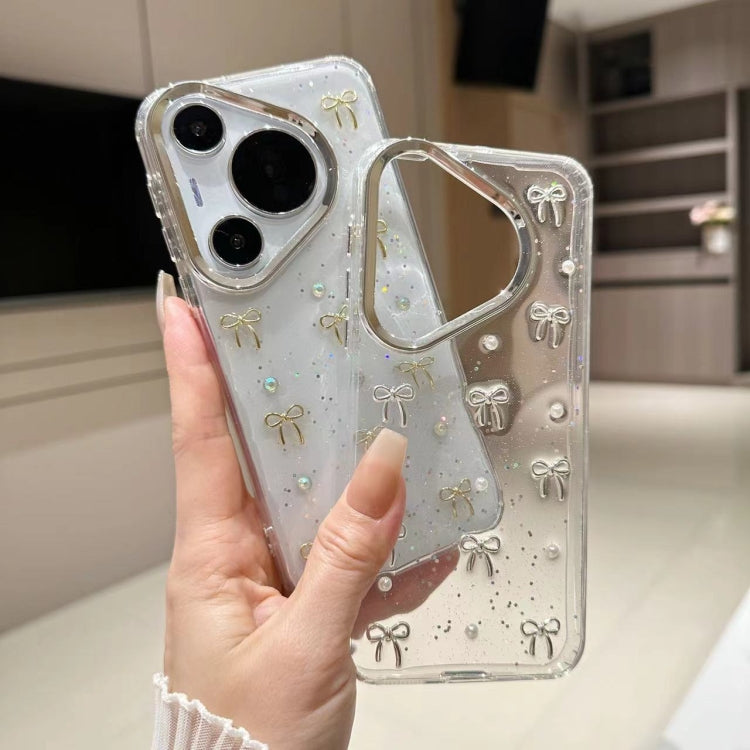 For Huawei Pura 70 Small Fresh Bow TPU Phone Case(Silver Bow)