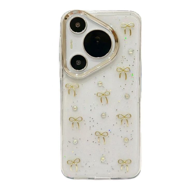 For Huawei Pura 70 Small Fresh Bow TPU Phone Case(Gold Bow)