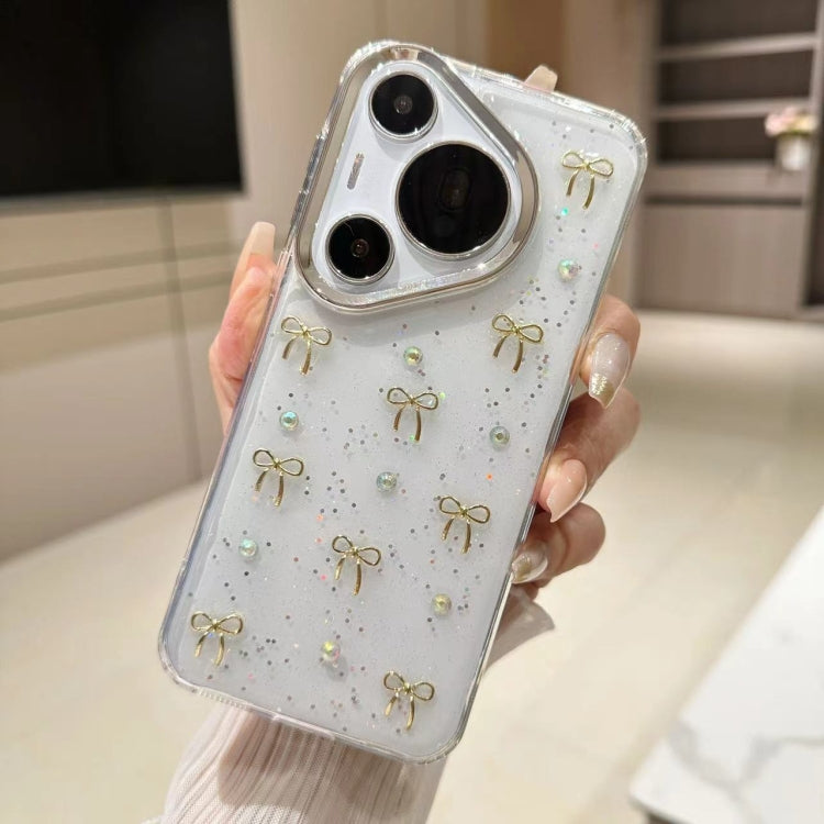 For Huawei Pura 70 Small Fresh Bow TPU Phone Case(Gold Bow)