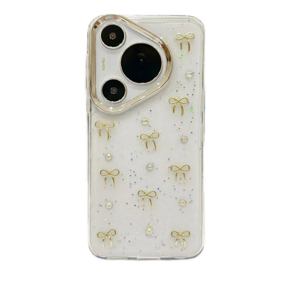For Huawei Pura 70 Small Fresh Bow TPU Phone Case(Gold Bow)