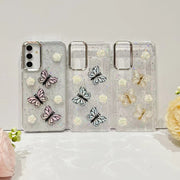 For Samsung Galaxy S25 Ultra 5G Three-dimensional Butterfly Glitter TPU  Phone Case(Blue)