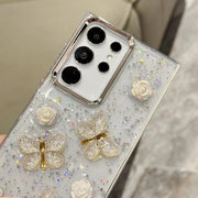 For Samsung Galaxy S25 Ultra 5G Three-dimensional Butterfly Glitter TPU  Phone Case(Blue)
