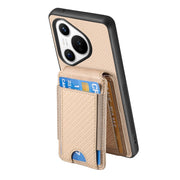 For Huawei Pura 70 Carbon Fiber Vertical Flip Wallet Stand Phone Case(Khaki)