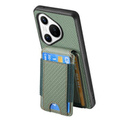 For Huawei Pura 70 Carbon Fiber Vertical Flip Wallet Stand Phone Case(Green)