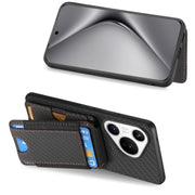 For Huawei Pura 70 Pro+ Carbon Fiber Vertical Flip Wallet Stand Phone Case(Black)