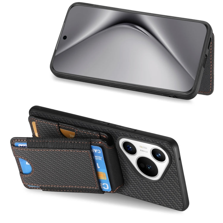 For Huawei Pura 70 Pro+ Carbon Fiber Vertical Flip Wallet Stand Phone Case(Black)