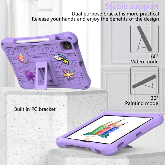 For iPad Air 11 2025 / 2024 Hi Baby EVA Full Body Tablet Case with Strap(Light Purple)