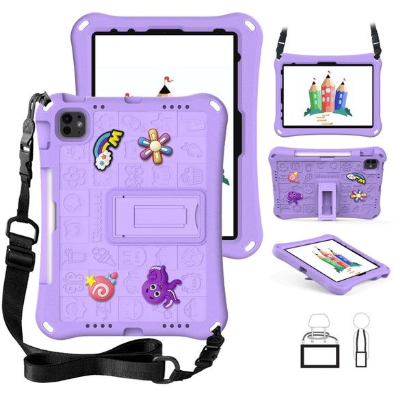For iPad Air 11 2025 / 2024 Hi Baby EVA Full Body Tablet Case with Strap(Light Purple)