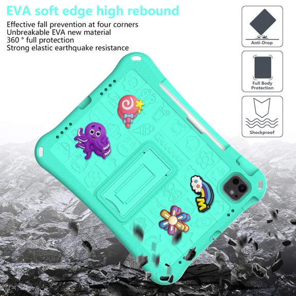 For iPad Air 11 2025 / 2024 Hi Baby EVA Full Body Tablet Case with Strap(Mint Green)