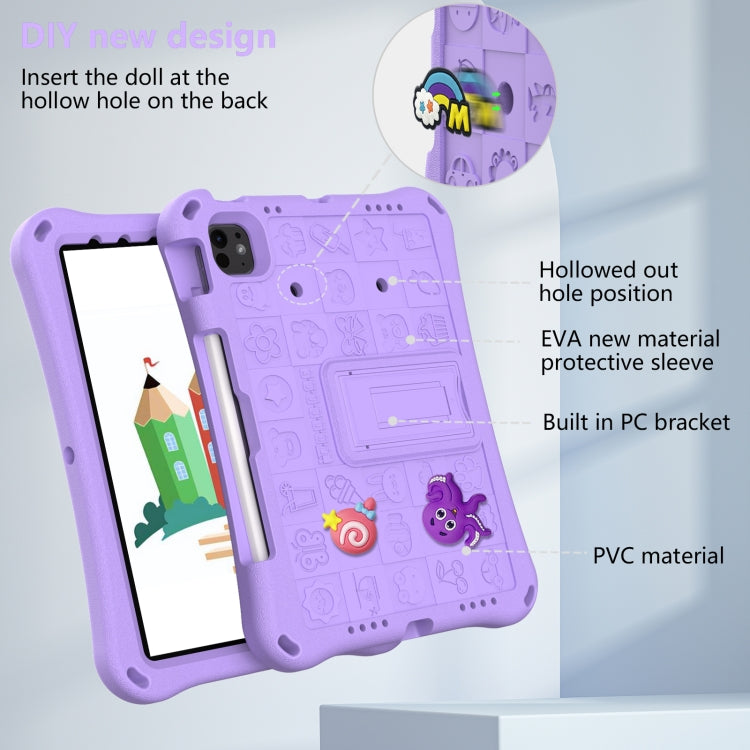For iPad Pro 11 2024 Hi Baby EVA Full Body Tablet Case with Strap(Light Purple)