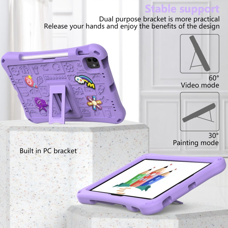 For iPad Pro 11 2024 Hi Baby EVA Full Body Tablet Case with Strap(Light Purple)