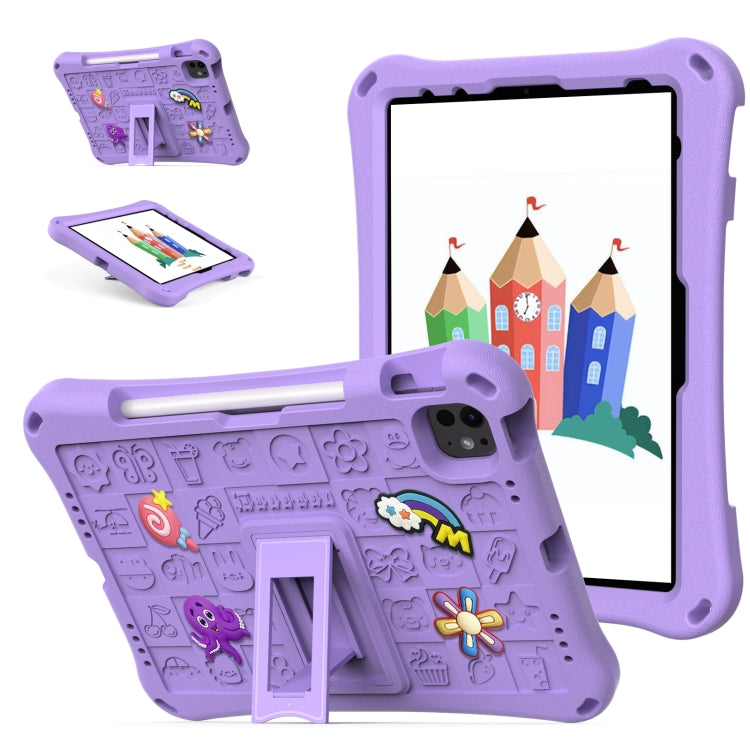 For iPad Pro 11 2024 Hi Baby EVA Full Body Tablet Case with Strap(Light Purple)