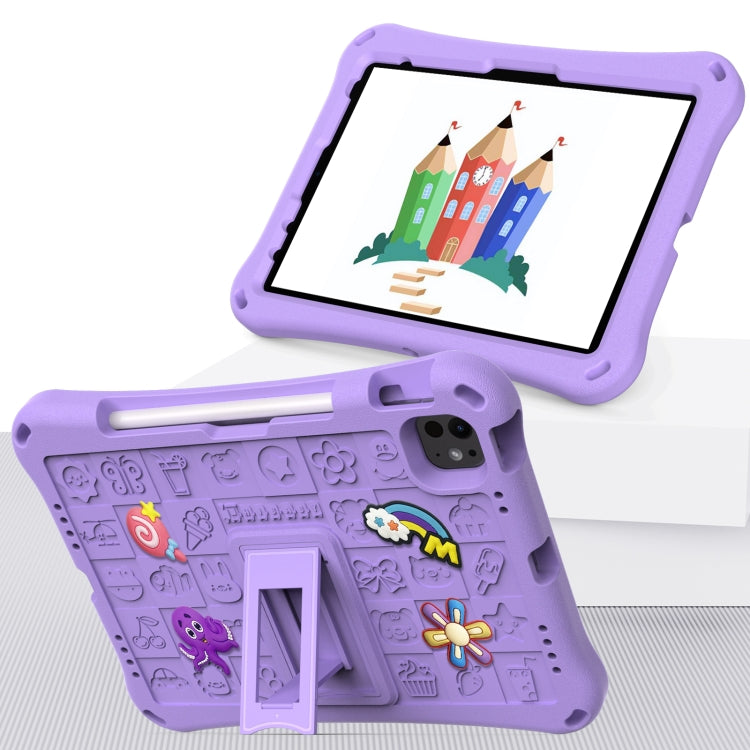 For iPad Pro 11 2024 Hi Baby EVA Full Body Tablet Case with Strap(Light Purple)