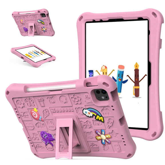 For iPad Pro 11 2024 Hi Baby EVA Full Body Tablet Case with Strap(Pink)