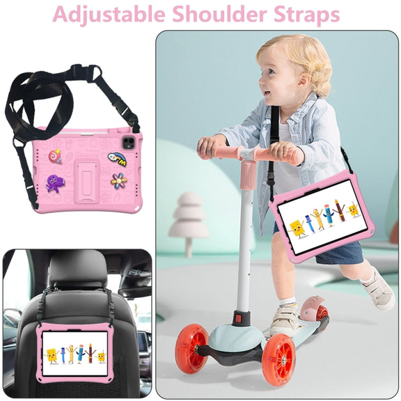 For iPad Pro 11 2024 Hi Baby EVA Full Body Tablet Case with Strap(Pink)