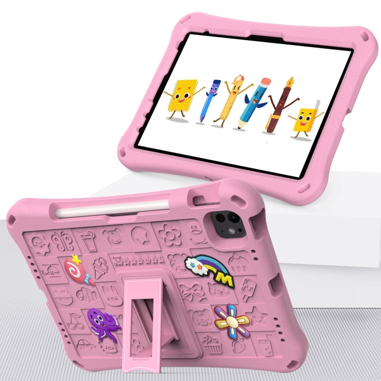For iPad Pro 11 2024 Hi Baby EVA Full Body Tablet Case with Strap(Pink)