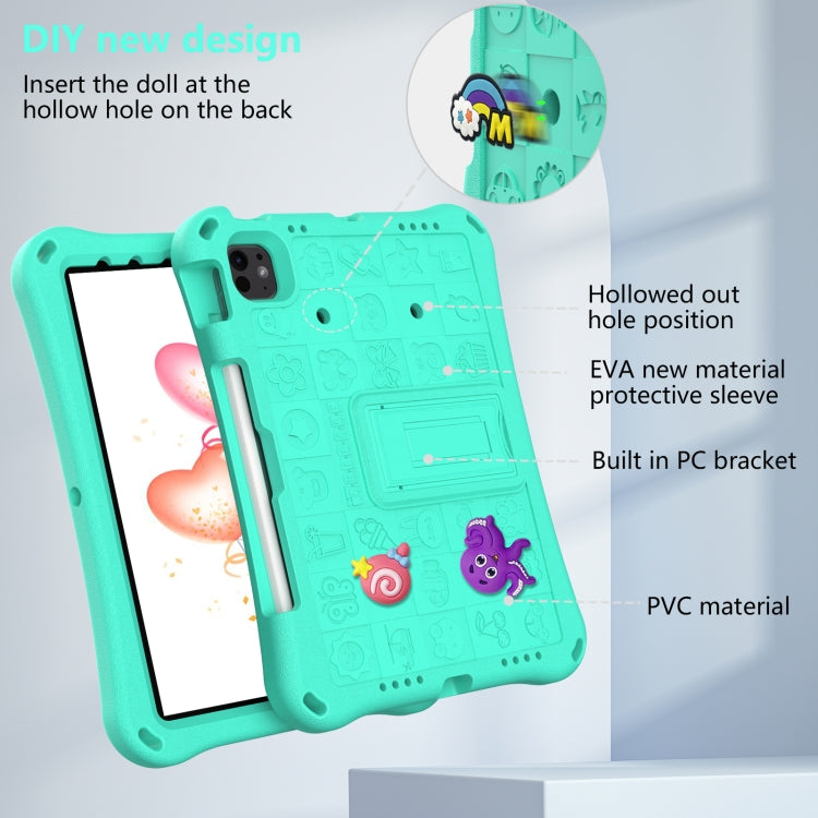 For iPad Pro 11 2024 Hi Baby EVA Full Body Tablet Case with Strap(Mint Green)