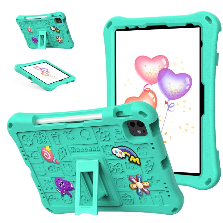 For iPad Pro 11 2024 Hi Baby EVA Full Body Tablet Case with Strap(Mint Green)