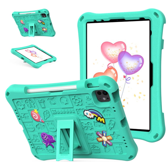 For iPad Pro 11 2024 Hi Baby EVA Full Body Tablet Case with Strap(Mint Green)