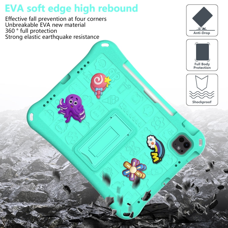 For iPad Pro 11 2024 Hi Baby EVA Full Body Tablet Case with Strap(Mint Green)