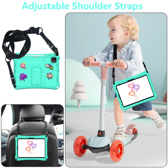 For iPad Pro 11 2024 Hi Baby EVA Full Body Tablet Case with Strap(Mint Green)