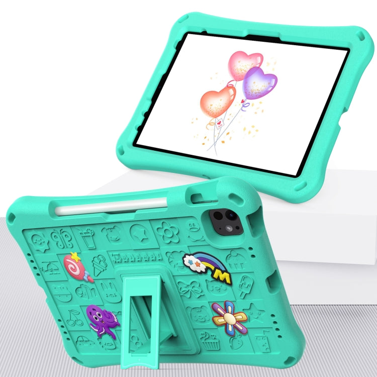 For iPad Pro 11 2024 Hi Baby EVA Full Body Tablet Case with Strap(Mint Green)
