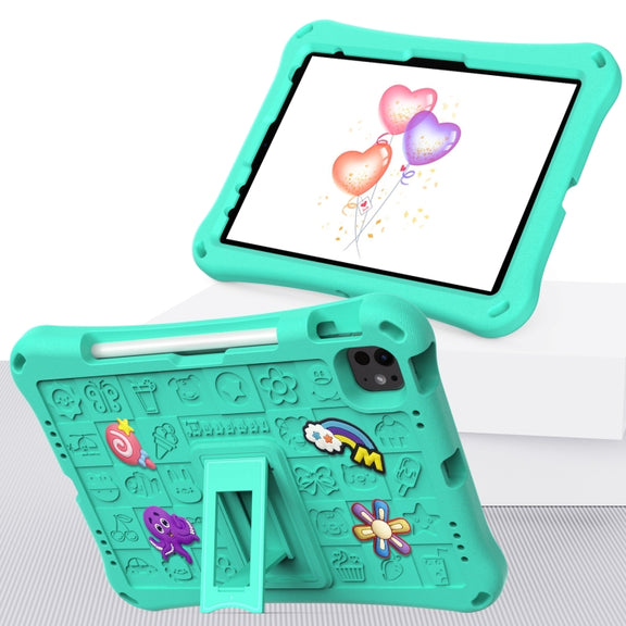 For iPad Pro 11 2024 Hi Baby EVA Full Body Tablet Case with Strap(Mint Green)