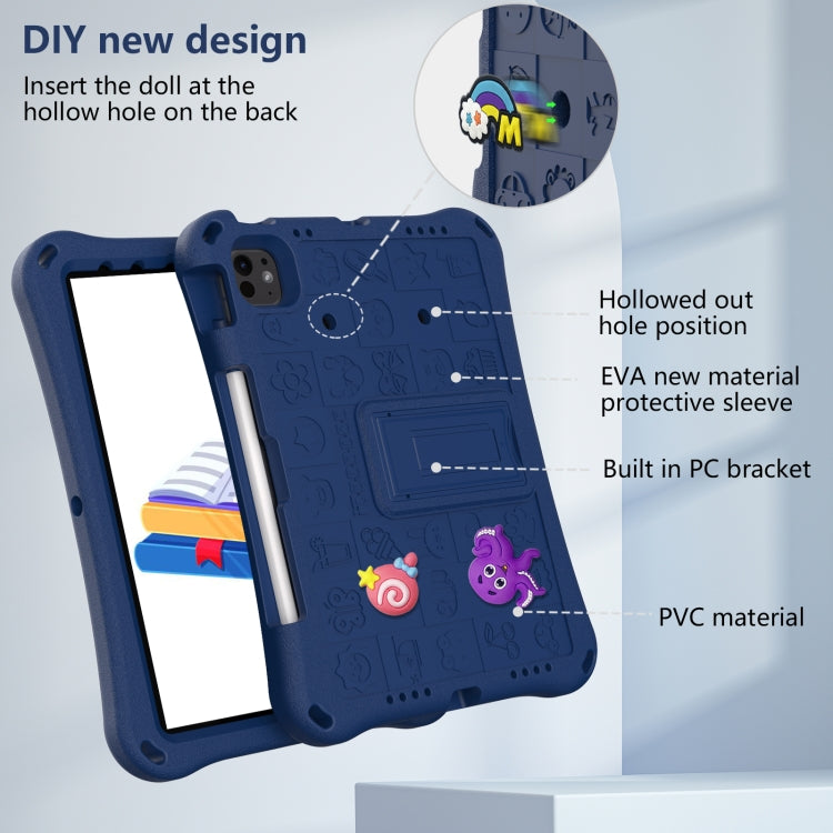 For iPad Pro 11 2024 Hi Baby EVA Full Body Tablet Case with Strap(Navy Blue)