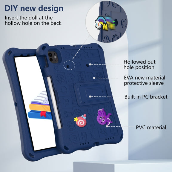For iPad Pro 11 2024 Hi Baby EVA Full Body Tablet Case with Strap(Navy Blue)