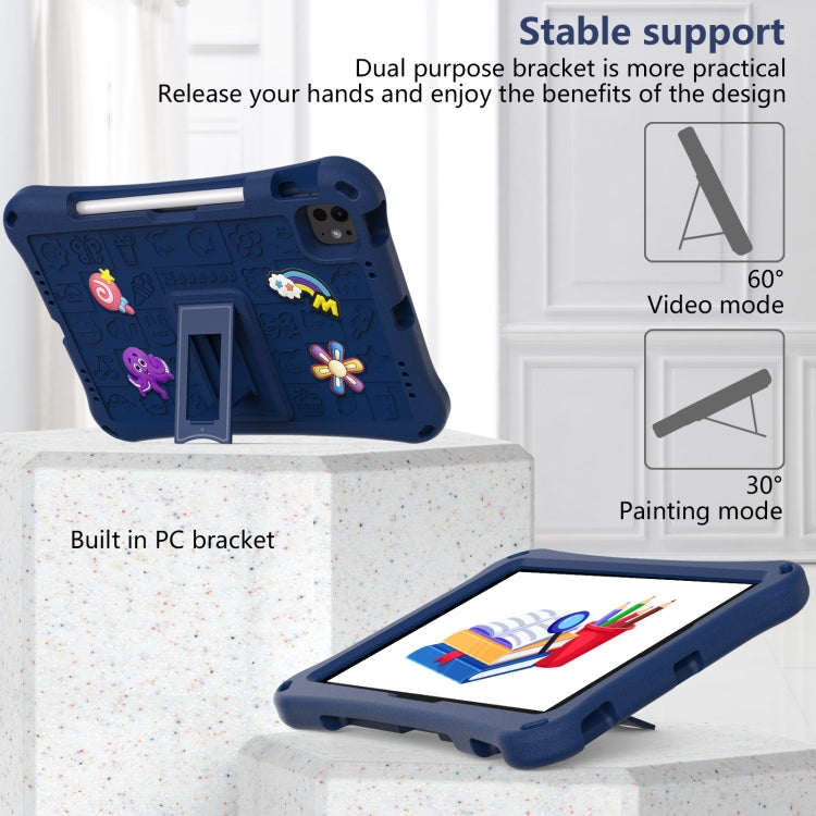For iPad Pro 11 2024 Hi Baby EVA Full Body Tablet Case with Strap(Navy Blue)