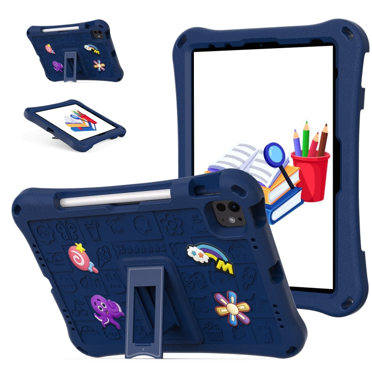 For iPad Pro 11 2024 Hi Baby EVA Full Body Tablet Case with Strap(Navy Blue)