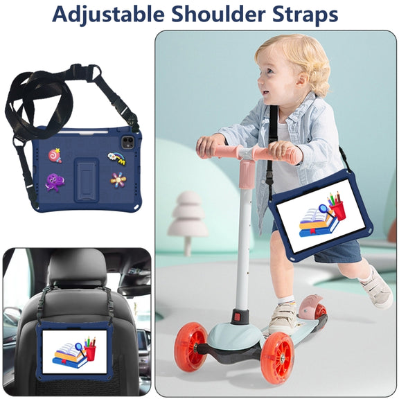 For iPad Pro 11 2024 Hi Baby EVA Full Body Tablet Case with Strap(Navy Blue)