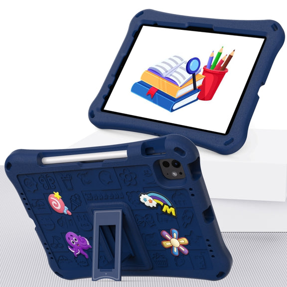 For iPad Pro 11 2024 Hi Baby EVA Full Body Tablet Case with Strap(Navy Blue)