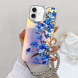 For iPhone 16 Electroplating Laser Flower Phone Case with Wrist Strap(Myosotis AH2) - iPhone 16 Cases by PMC TechLife | Online Shopping South Africa | PMC TechLife | Buy Now Pay Later Mobicred