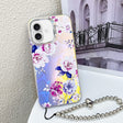 For iPhone 16 Electroplating Laser Flower Phone Case with Wrist Strap(Peony AH11) - iPhone 16 Cases by PMC TechLife | Online Shopping South Africa | PMC TechLife | Buy Now Pay Later Mobicred