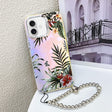For iPhone 16 Electroplating Laser Flower Phone Case with Wrist Strap(Leaves AH12) - iPhone 16 Cases by PMC TechLife | Online Shopping South Africa | PMC TechLife | Buy Now Pay Later Mobicred