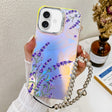 For iPhone 16 Electroplating Laser Flower Phone Case with Wrist Strap(Lavender AH14) - iPhone 16 Cases by PMC TechLife | Online Shopping South Africa | PMC TechLife | Buy Now Pay Later Mobicred