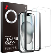 For iPhone 15 NORTHJO 2pcs A++ Screen Protector Tempered Glass Film with Installation Frame