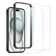 For iPhone 15 NORTHJO 2pcs A++ Screen Protector Tempered Glass Film with Installation Frame