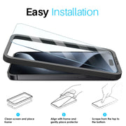 For iPhone 15 Pro Max NORTHJO 2pcs A++ Screen Protector Tempered Glass Film with Installation Frame