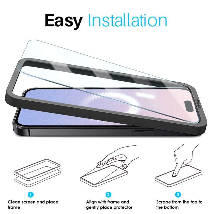 For iPhone 16 Plus NORTHJO 2pcs A++ Screen Protector Tempered Glass Film with Installation Frame