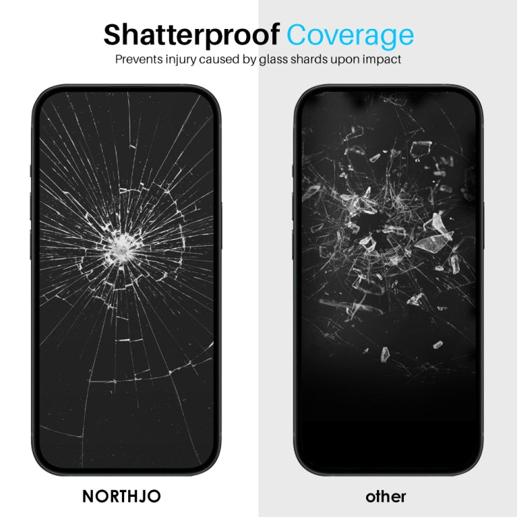 For iPhone 16 Plus NORTHJO 2pcs A++ Screen Protector Tempered Glass Film with Installation Frame