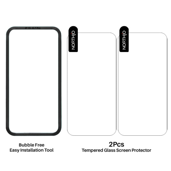 For iPhone 16 Pro Max NORTHJO 2pcs A++ Screen Protector Tempered Glass Film with Installation Frame