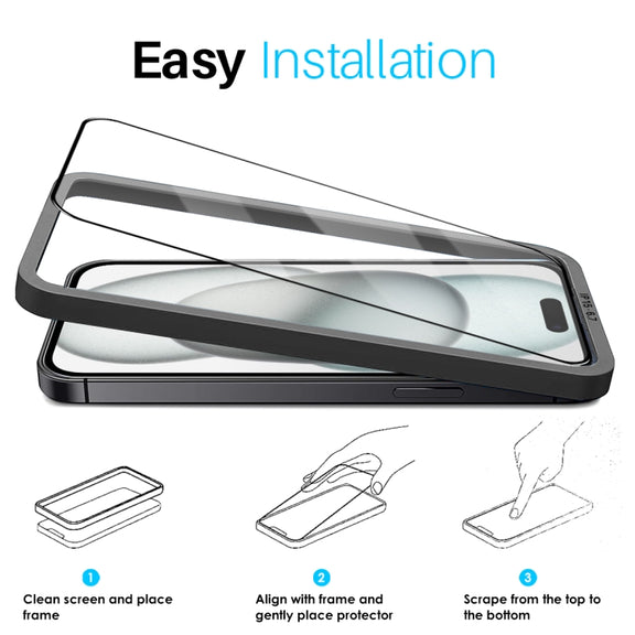 For iPhone 15 Plus NORTHJO 2pcs A++ Tempered Glass Film with Installation Frame